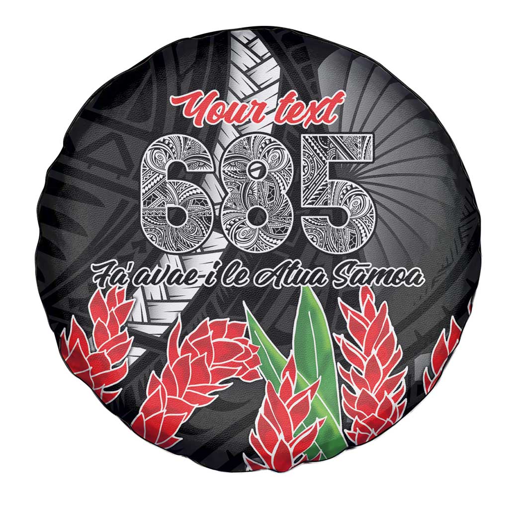 Personalised Samoa 685 Spare Tire Cover Teuila Flower With Black Samoan Tattoo LT9 - Polynesian Pride