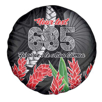 Personalised Samoa 685 Spare Tire Cover Teuila Flower With Black Samoan Tattoo LT9 - Polynesian Pride