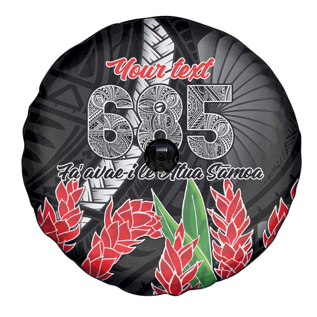 Personalised Samoa 685 Spare Tire Cover Teuila Flower With Black Samoan Tattoo LT9 - Polynesian Pride
