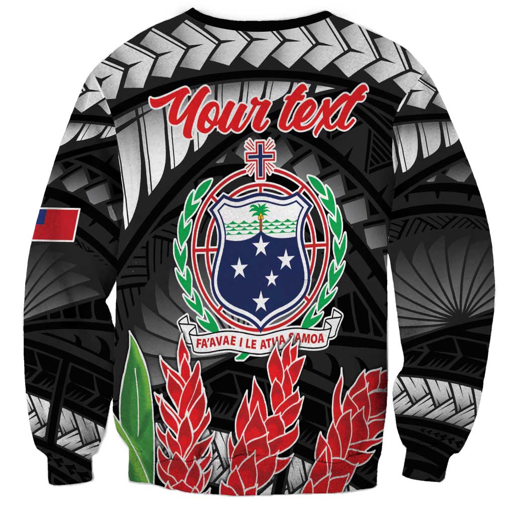 Personalised Samoa 685 Sweatshirt Teuila Flower With Black Samoan Tattoo LT9 - Polynesian Pride