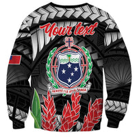 Personalised Samoa 685 Sweatshirt Teuila Flower With Black Samoan Tattoo LT9 - Polynesian Pride