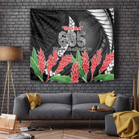 Personalised Samoa 685 Tapestry Teuila Flower With Black Samoan Tattoo LT9 - Polynesian Pride