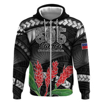 Personalised Samoa 685 Zip Hoodie Teuila Flower With Black Samoan Tattoo LT9 Zip Hoodie Black - Polynesian Pride