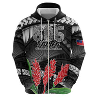 Personalised Samoa 685 Zip Hoodie Teuila Flower With Black Samoan Tattoo LT9 - Polynesian Pride