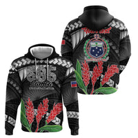 Personalised Samoa 685 Zip Hoodie Teuila Flower With Black Samoan Tattoo LT9 - Polynesian Pride
