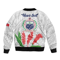 Personalised Samoa 685 Bomber Jacket Teuila Flower With White Samoan Tattoo LT9 - Polynesian Pride