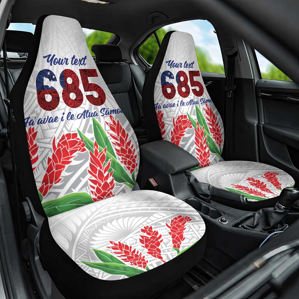 Personalised Samoa 685 Car Seat Cover Teuila Flower With White Samoan Tattoo LT9 One Size White - Polynesian Pride