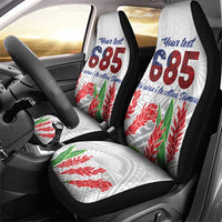 Personalised Samoa 685 Car Seat Cover Teuila Flower With White Samoan Tattoo LT9 - Polynesian Pride
