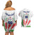 Personalised Samoa 685 Couples Matching Off Shoulder Short Dress and Hawaiian Shirt Teuila Flower With White Samoan Tattoo