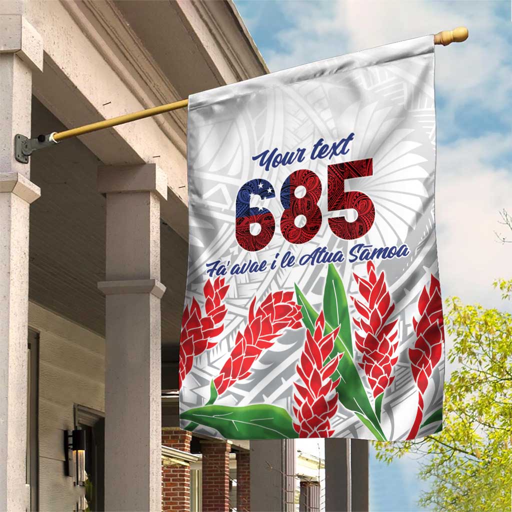 Personalised Samoa 685 Garden Flag Teuila Flower With White Samoan Tattoo LT9 House Flag White - Polynesian Pride