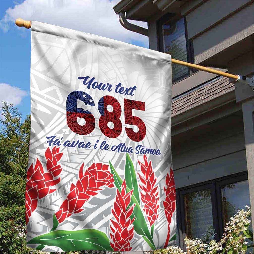 Personalised Samoa 685 Garden Flag Teuila Flower With White Samoan Tattoo LT9 - Polynesian Pride