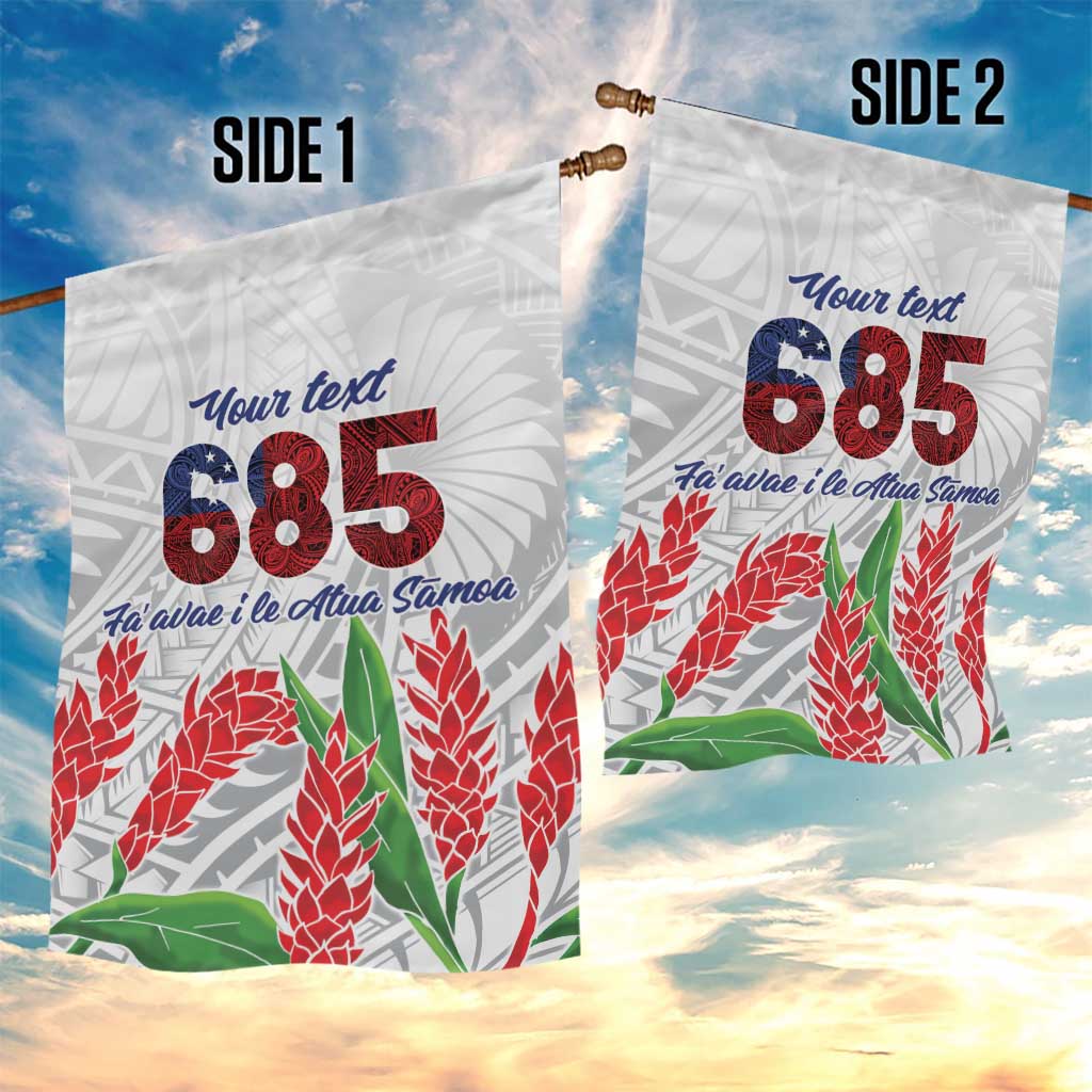 Personalised Samoa 685 Garden Flag Teuila Flower With White Samoan Tattoo LT9 - Polynesian Pride