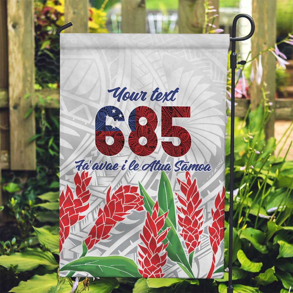 Personalised Samoa 685 Garden Flag Teuila Flower With White Samoan Tattoo LT9 Garden Flag White - Polynesian Pride