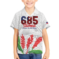 Personalised Samoa 685 Kid Hawaiian Shirt Teuila Flower With White Samoan Tattoo LT9 Kid White - Polynesian Pride