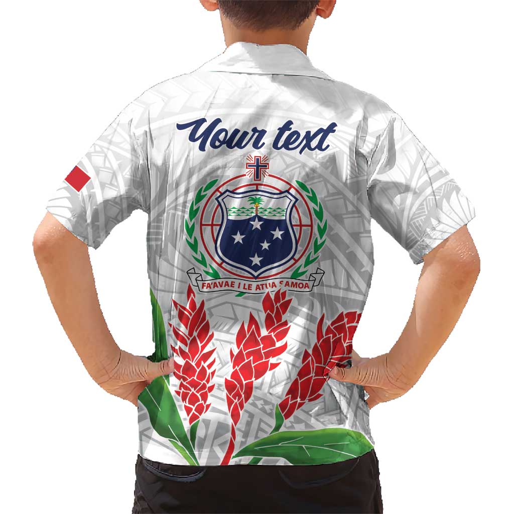 Personalised Samoa 685 Kid Hawaiian Shirt Teuila Flower With White Samoan Tattoo LT9 - Polynesian Pride
