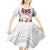 Personalised Samoa 685 Kid Short Sleeve Dress Teuila Flower With White Samoan Tattoo