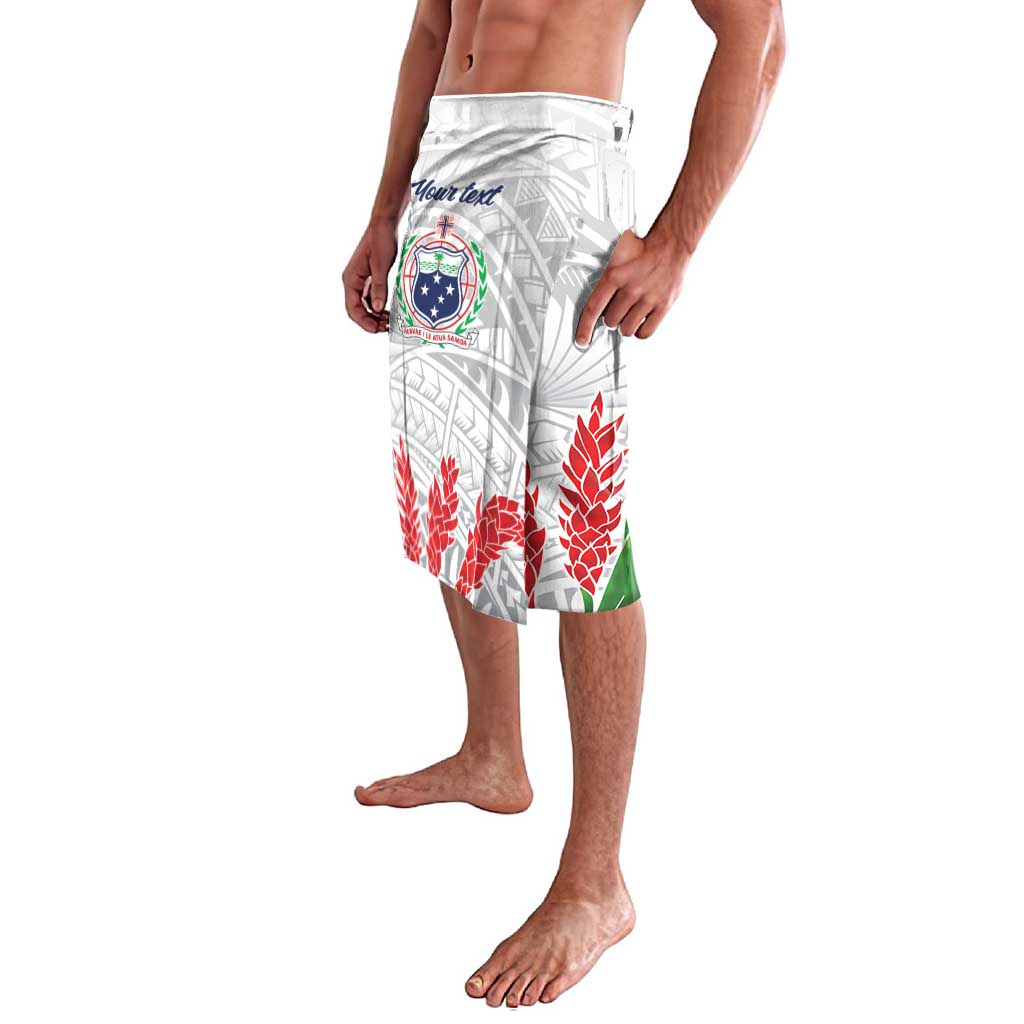 Personalised Samoa 685 Lavalava Teuila Flower With White Samoan Tattoo LT9 - Polynesian Pride