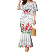 Personalised Samoa 685 Mermaid Dress Teuila Flower With White Samoan Tattoo LT9 Women White - Polynesian Pride