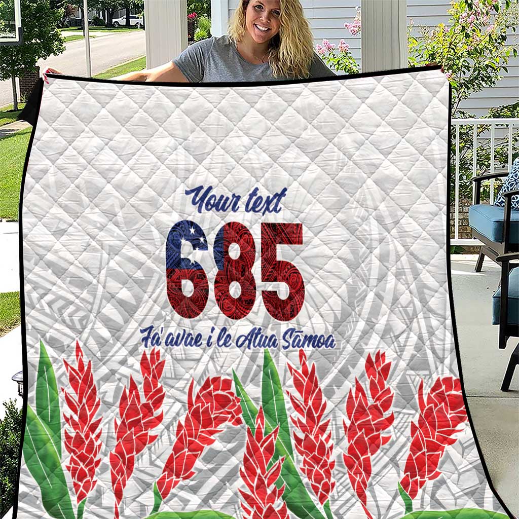 Personalised Samoa 685 Quilt Teuila Flower With White Samoan Tattoo