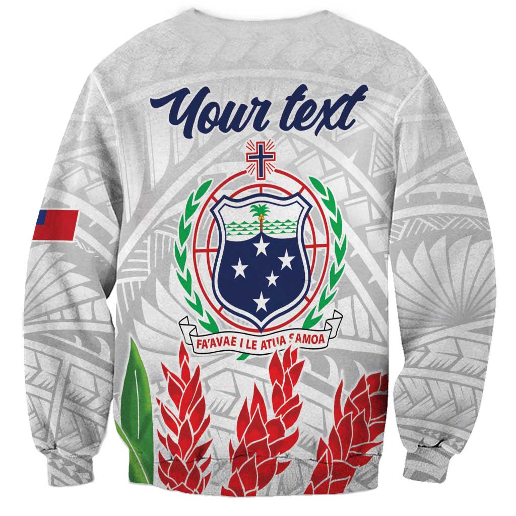 Personalised Samoa 685 Sweatshirt Teuila Flower With White Samoan Tattoo LT9 - Polynesian Pride
