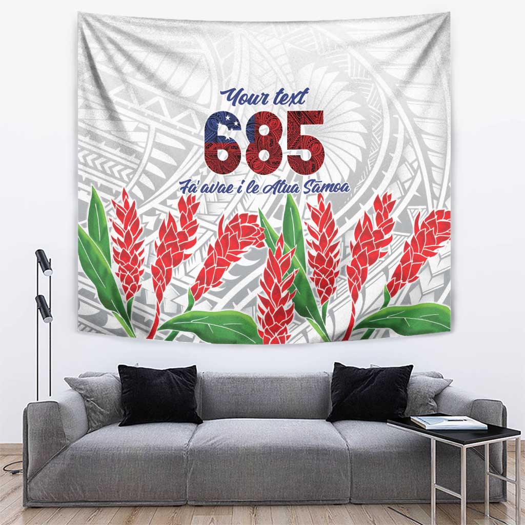 Personalised Samoa 685 Tapestry Teuila Flower With White Samoan Tattoo LT9 White - Polynesian Pride