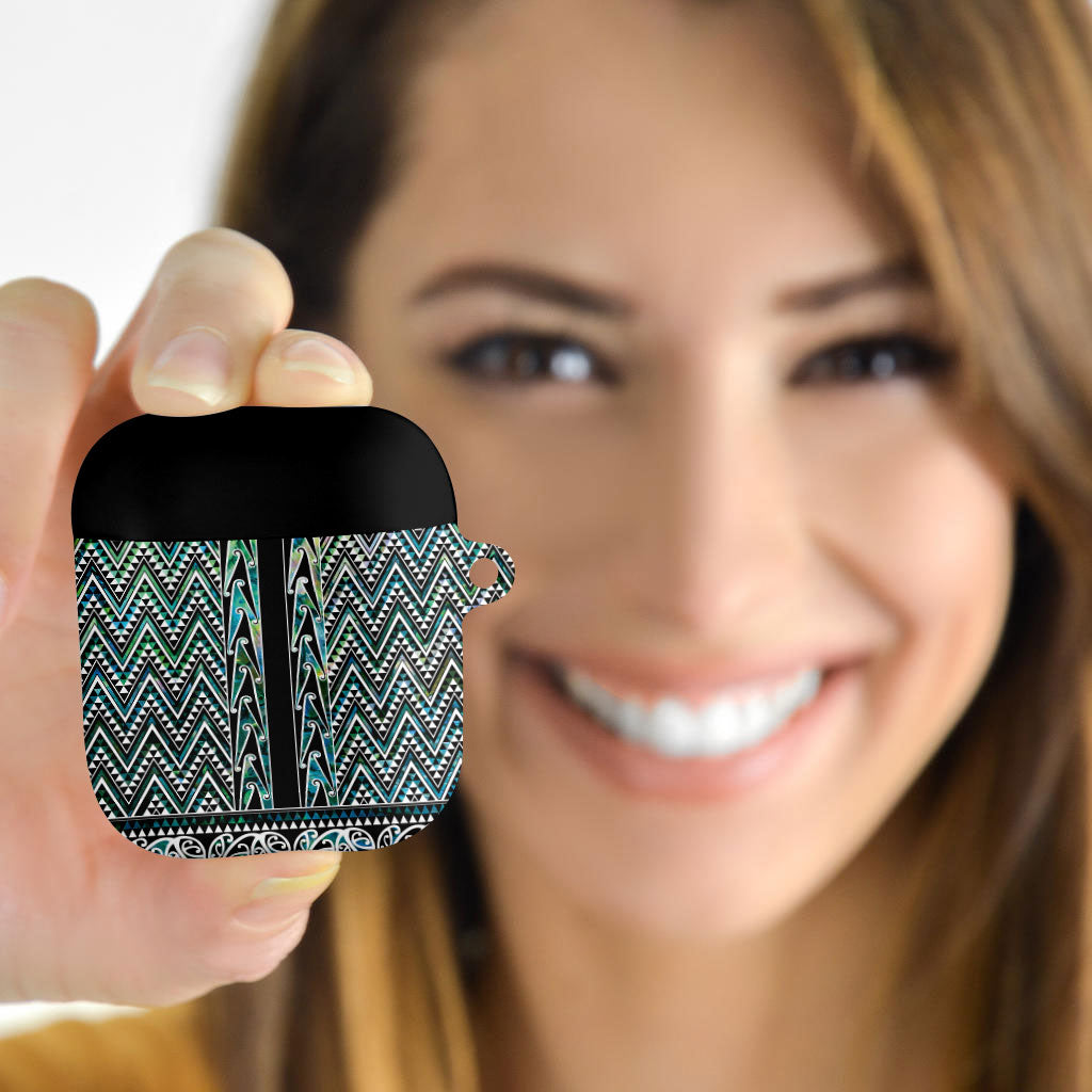 New Zealand Maori Niho Taniwha AirPods Case Papua Shell - Mangopare Puhoro Pattern LT9 - Polynesian Pride