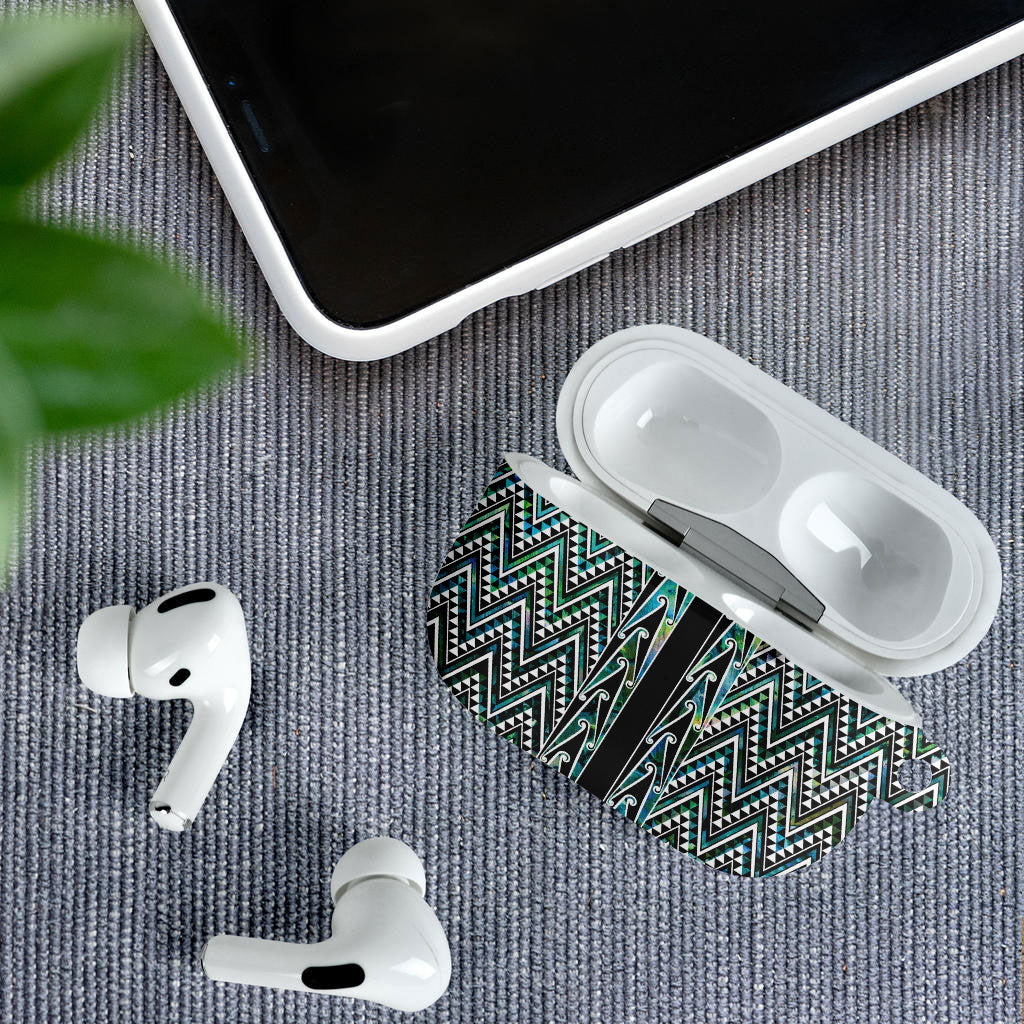 New Zealand Maori Niho Taniwha AirPods Case Papua Shell - Mangopare Puhoro Pattern LT9 - Polynesian Pride