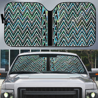 New Zealand Maori Niho Taniwha Auto Sun Shade Papua Shell - Mangopare Puhoro Pattern LT9 Green - Polynesian Pride