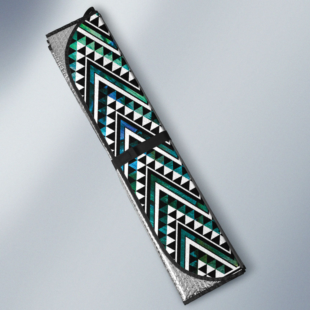 New Zealand Maori Niho Taniwha Auto Sun Shade Papua Shell - Mangopare Puhoro Pattern LT9 - Polynesian Pride
