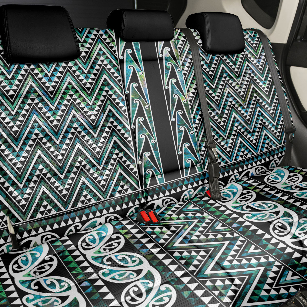 New Zealand Maori Niho Taniwha Back Car Seat Cover Papua Shell - Mangopare Puhoro Pattern LT9 - Polynesian Pride