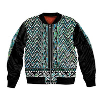 New Zealand Maori Niho Taniwha Bomber Jacket Papua Shell - Mangopare Puhoro Pattern LT9 Unisex Green - Polynesian Pride