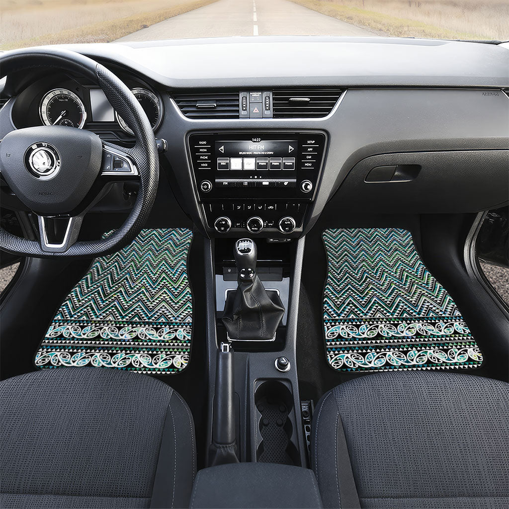New Zealand Maori Niho Taniwha Car Mats Papua Shell - Mangopare Puhoro Pattern LT9 Set 2pcs - Front Green - Polynesian Pride