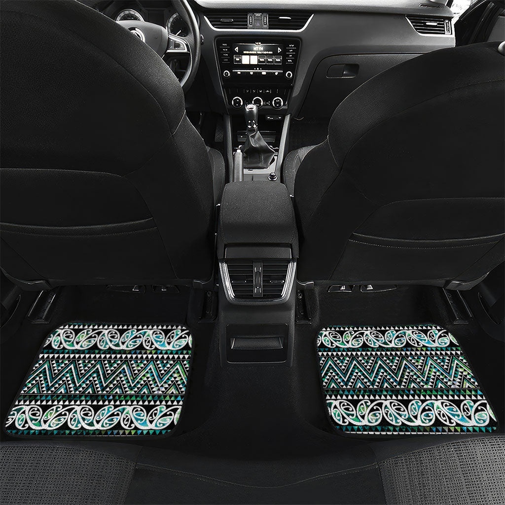 New Zealand Maori Niho Taniwha Car Mats Papua Shell - Mangopare Puhoro Pattern LT9 Set 2pcs - Back Green - Polynesian Pride