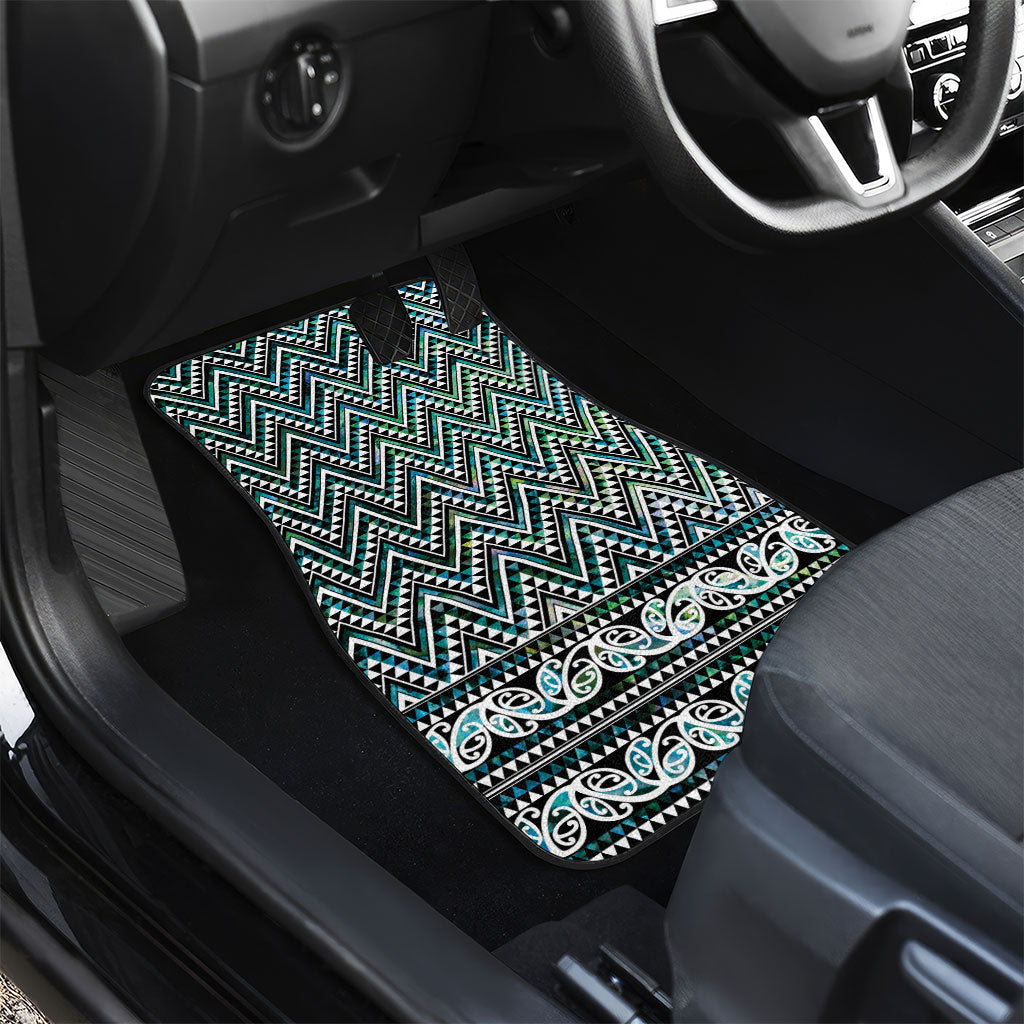 New Zealand Maori Niho Taniwha Car Mats Papua Shell - Mangopare Puhoro Pattern LT9 - Polynesian Pride