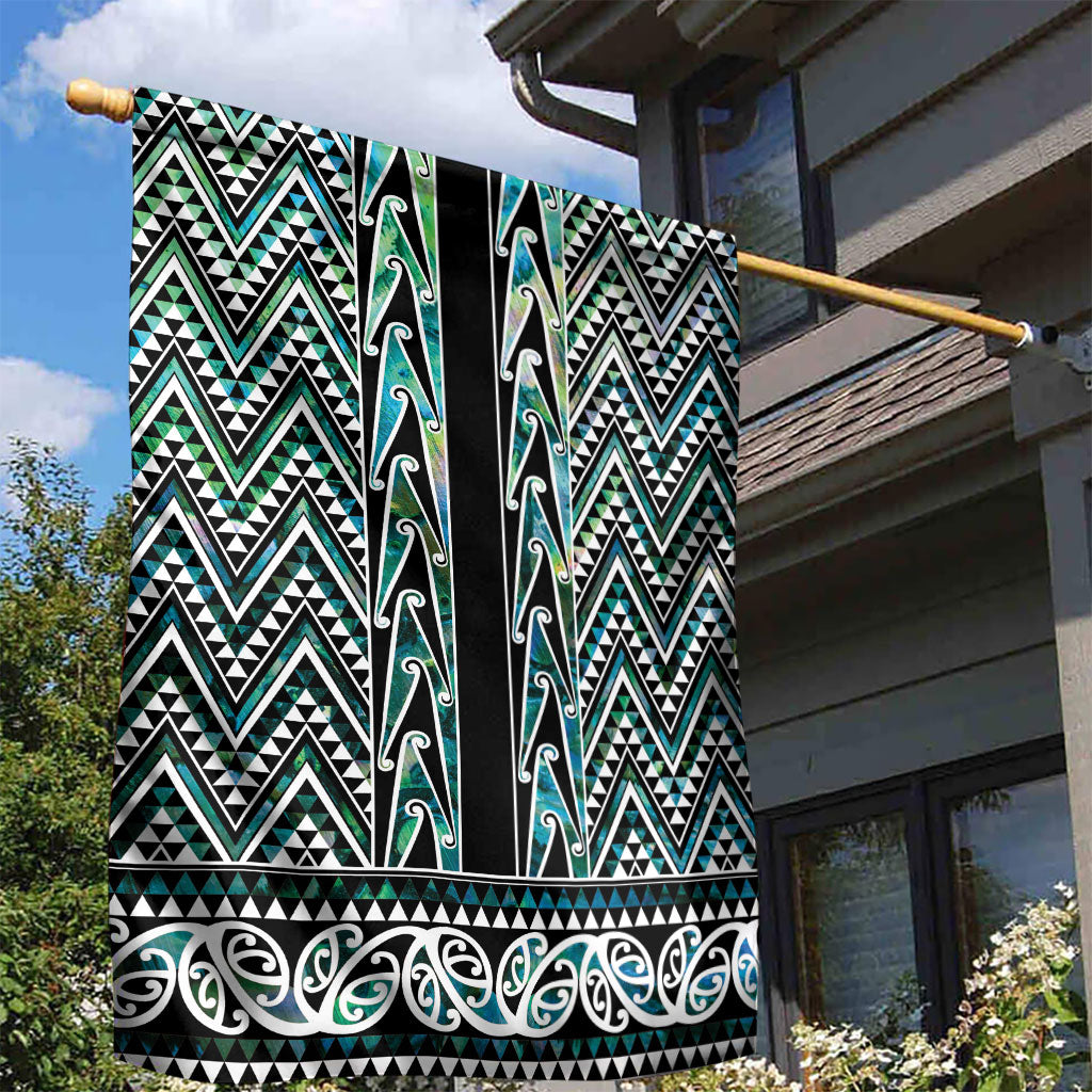 New Zealand Maori Niho Taniwha Garden Flag Papua Shell - Mangopare Puhoro Pattern LT9 - Polynesian Pride