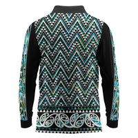 New Zealand Maori Niho Taniwha Long Sleeve Polo Shirt Papua Shell - Mangopare Puhoro Pattern LT9 - Polynesian Pride