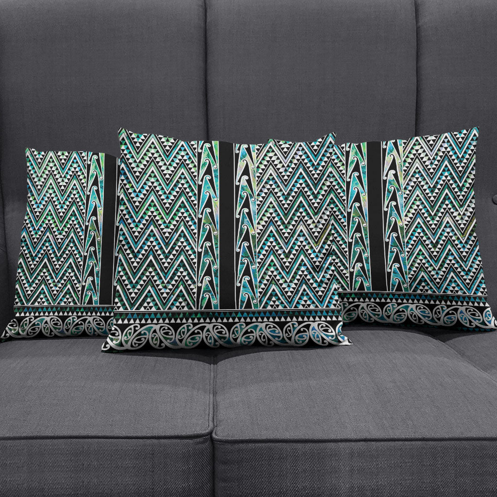 New Zealand Maori Niho Taniwha Pillow Cover Papua Shell - Mangopare Puhoro Pattern LT9 - Polynesian Pride