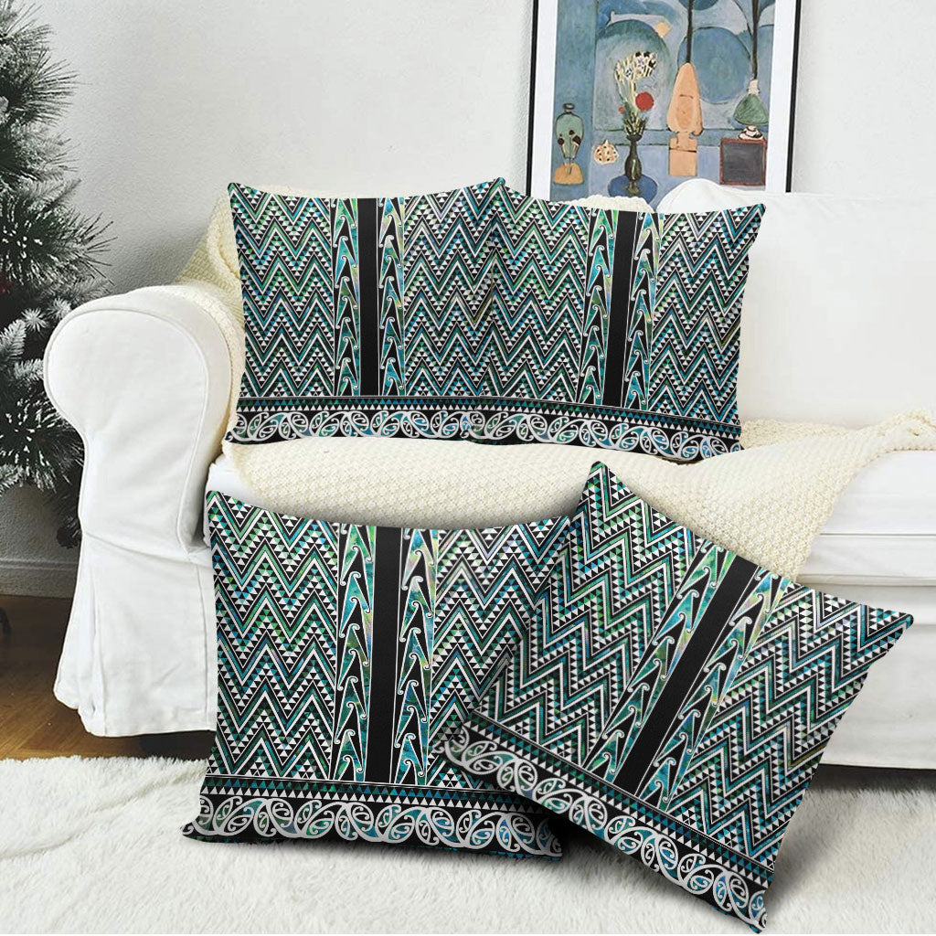 New Zealand Maori Niho Taniwha Pillow Cover Papua Shell - Mangopare Puhoro Pattern LT9 - Polynesian Pride