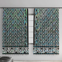 New Zealand Maori Niho Taniwha Window Curtain Papua Shell - Mangopare Puhoro Pattern LT9 With Hooks Green - Polynesian Pride