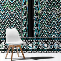 New Zealand Maori Niho Taniwha Window Curtain Papua Shell - Mangopare Puhoro Pattern LT9 - Polynesian Pride