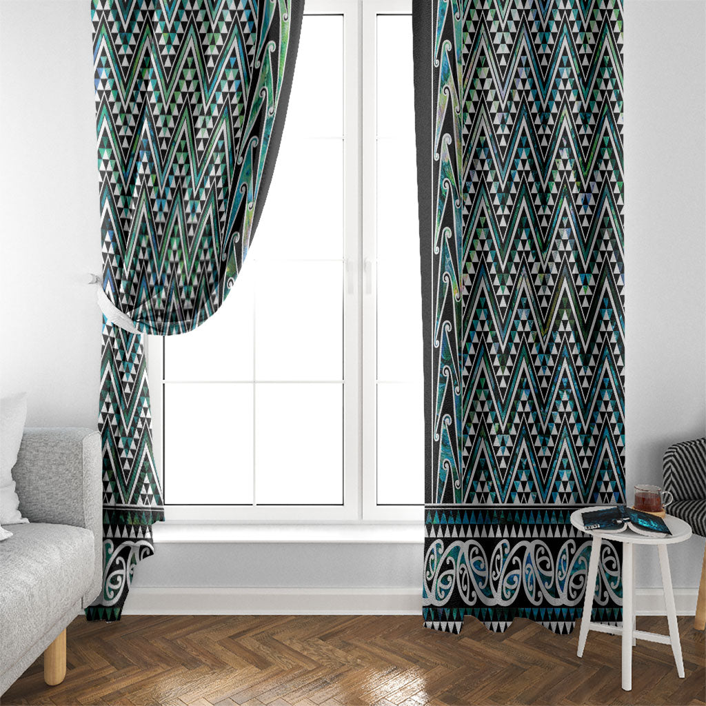 New Zealand Maori Niho Taniwha Window Curtain Papua Shell - Mangopare Puhoro Pattern LT9 - Polynesian Pride