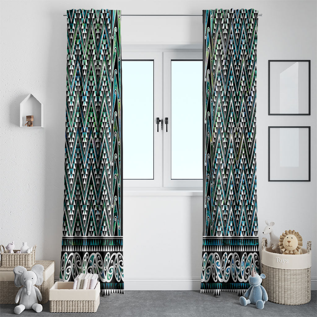 New Zealand Maori Niho Taniwha Window Curtain Papua Shell - Mangopare Puhoro Pattern LT9 - Polynesian Pride