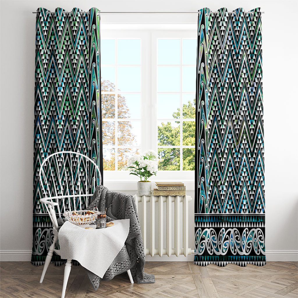 New Zealand Maori Niho Taniwha Window Curtain Papua Shell - Mangopare Puhoro Pattern LT9 - Polynesian Pride
