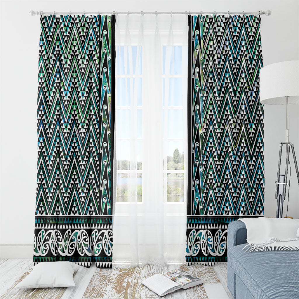 New Zealand Maori Niho Taniwha Window Curtain Papua Shell - Mangopare Puhoro Pattern LT9 - Polynesian Pride
