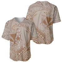 Hawaii Monk Seal and Map Baseball Jersey Polynesian Kanaka Maoli Beige Vibe LT9 - Polynesian Pride