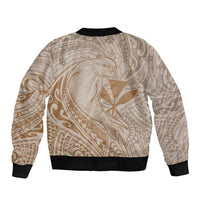 Hawaii Monk Seal and Map Bomber Jacket Polynesian Kanaka Maoli Beige Vibe LT9 - Polynesian Pride