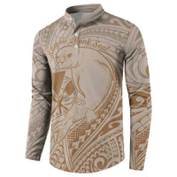 Hawaii Monk Seal and Map Button Sweatshirt Polynesian Kanaka Maoli Beige Vibe LT9 - Polynesian Pride