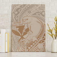 Hawaii Monk Seal and Map Canvas Wall Art Polynesian Kanaka Maoli Beige Vibe LT9 Without Frame Beige - Polynesian Pride