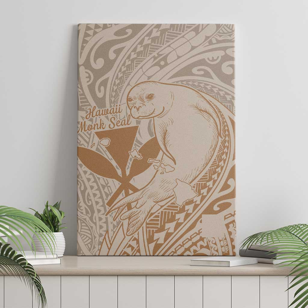 Hawaii Monk Seal and Map Canvas Wall Art Polynesian Kanaka Maoli Beige Vibe LT9 - Polynesian Pride