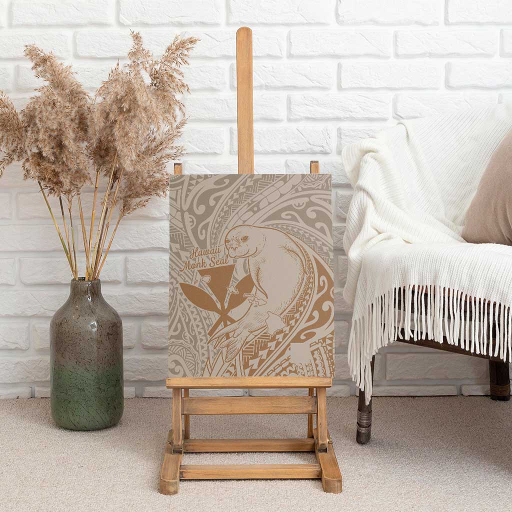 Hawaii Monk Seal and Map Canvas Wall Art Polynesian Kanaka Maoli Beige Vibe LT9 - Polynesian Pride